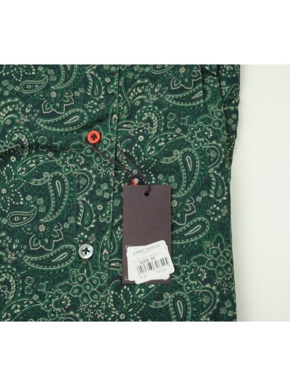 Isaia Emerald Green Gray Paisley Pocket Long Sleeve Microfiber Shirt 15.5/39 NEW - Picture 5 of 5